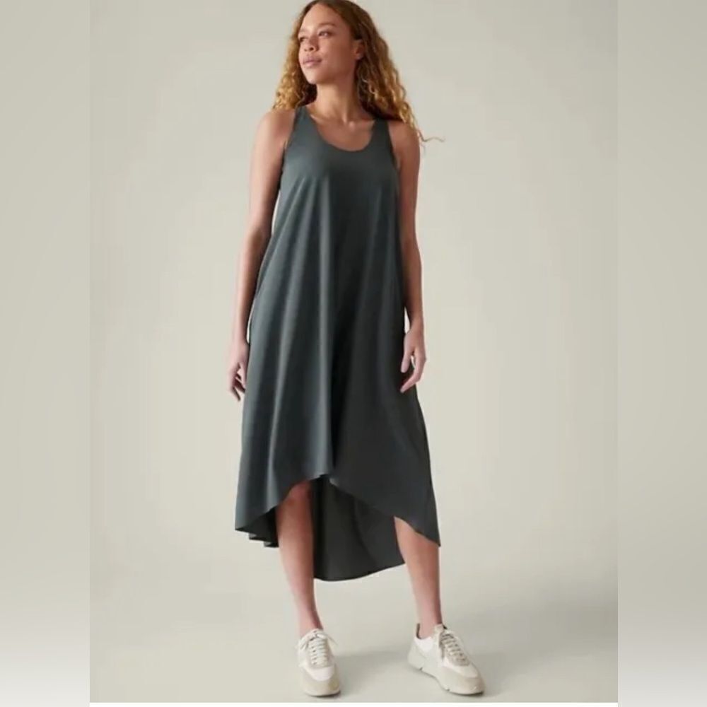 NWT Athleta Presido Dress Bali Green. 1X. Maxi Dress. Pockets
